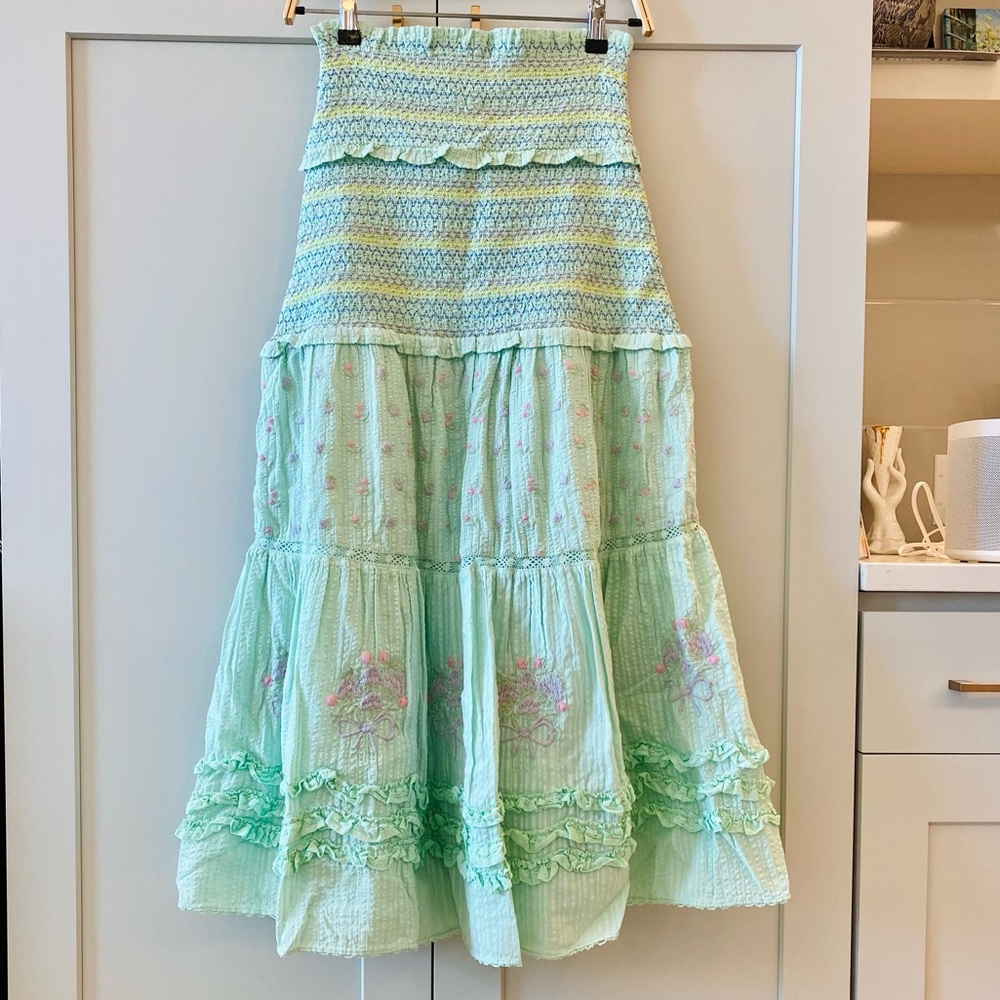LoveShackFancy Aqua Skies Maxi Skirt